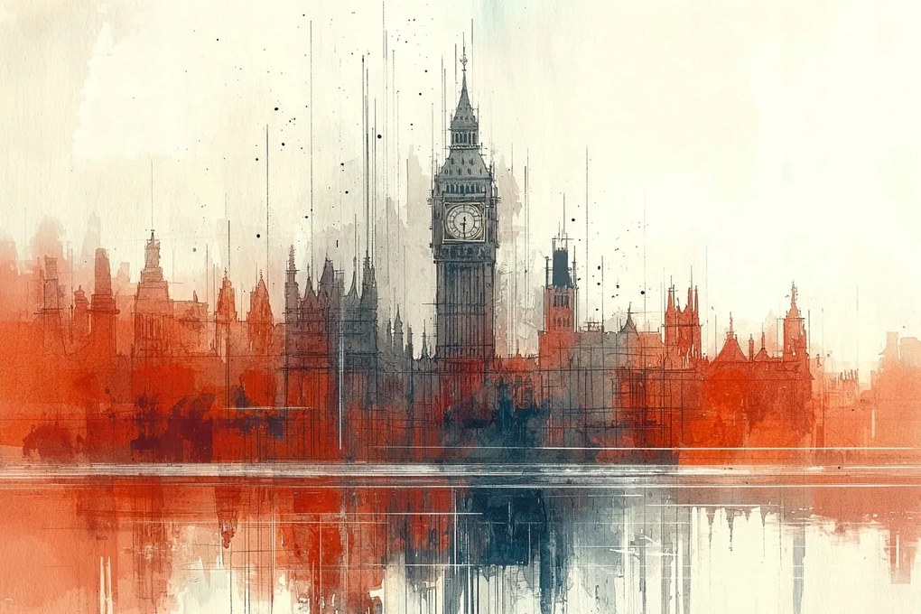 Canvas Vászonkép Grafika London Big Ben Westminster Tükröződés 120x80