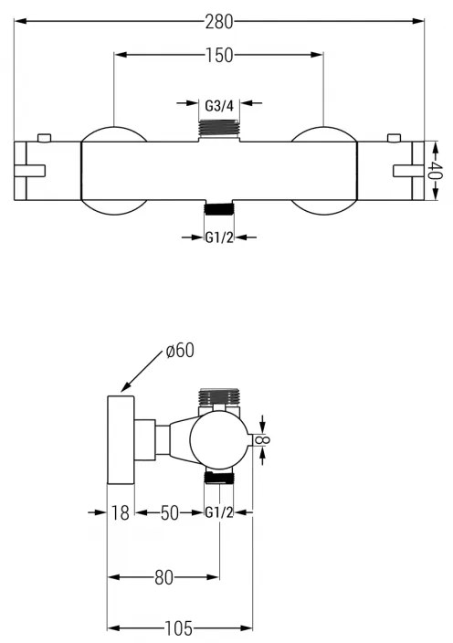 Mexen KAI termosztatikus zuhanycsaptelep felső konzollal, rózsaszín arany, 77150-60