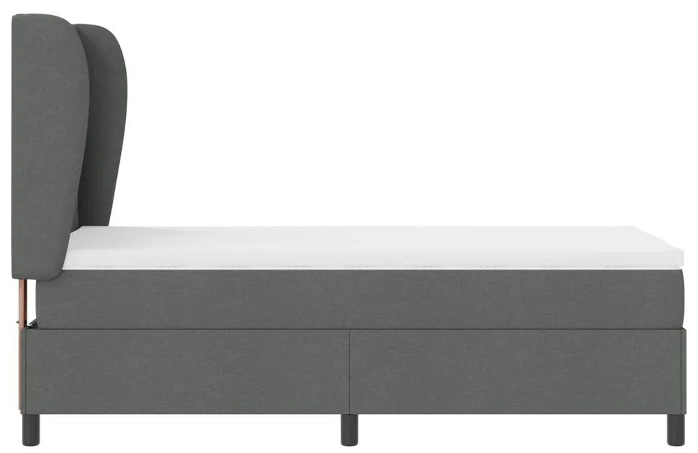 Boxspring Ágy Mattal - Sötétszürke, 90x190 cm, Szövet