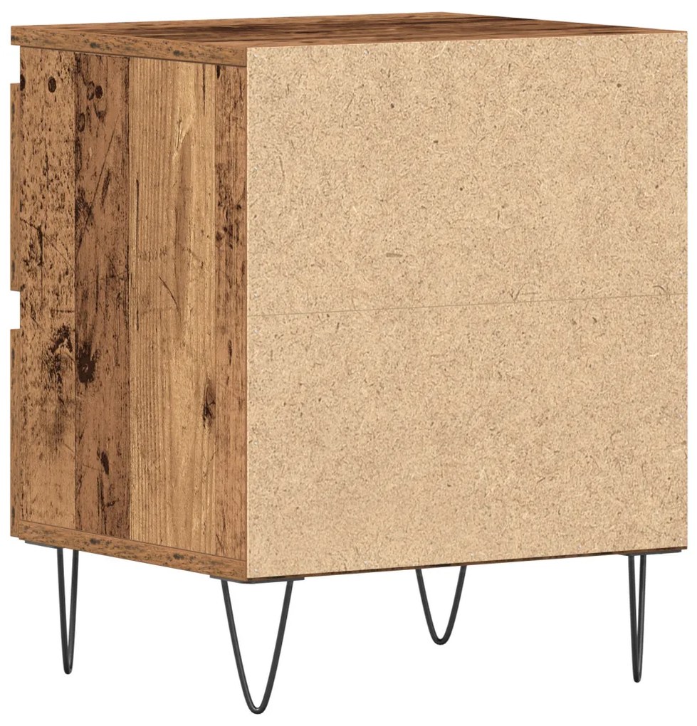 vidaXL Éjjeliszekrény fiókkal 2 pcs Régi fa 40 x 35 x 50 cm Faanyag