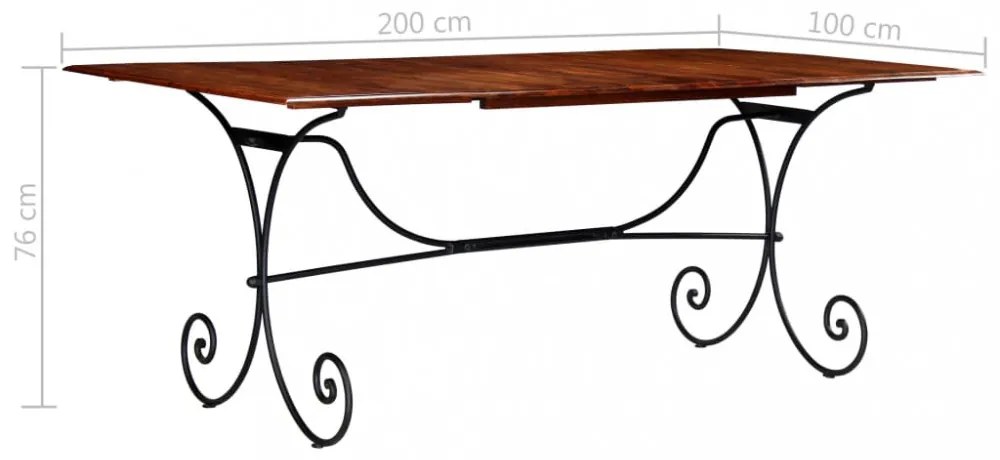 tömör fa étkezőasztal mézszínű felülettel 200 x 100 x 76 cm