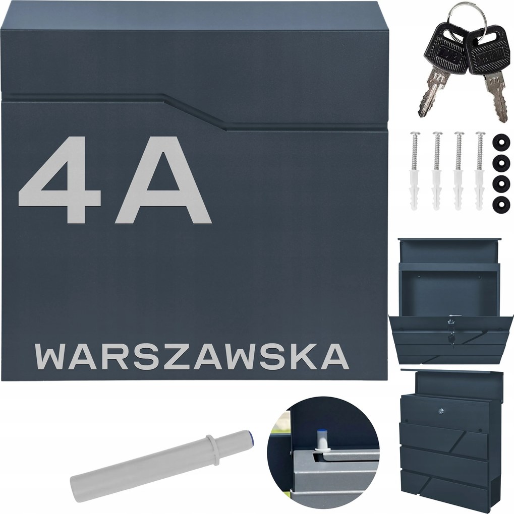 Postaláda Posta Újság Antracit Minta Cím Utca Szám