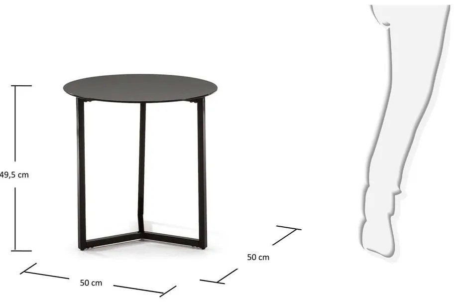 Marae fekete tárolóasztal, ⌀ 50 cm - Kave Home
