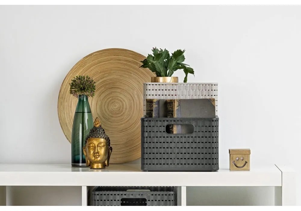 Sötétszürke tárolókosár újrahasznosított műanyagból Country - Rotho