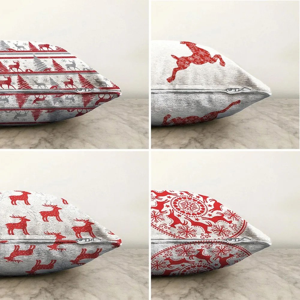 Reindeer 4 db-os karácsonyi zsenília párnahuzat szett, 55 x 55 cm - Minimalist Cushion Covers