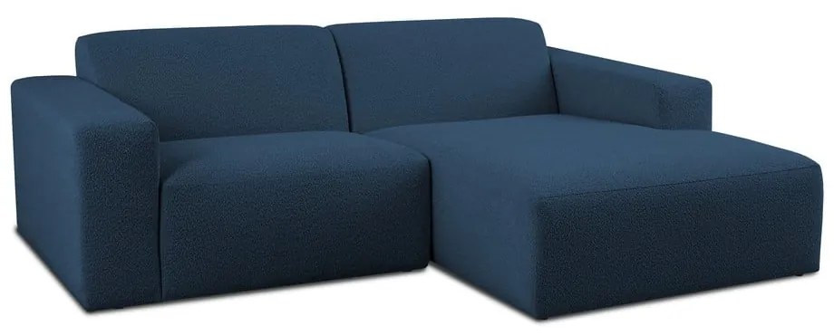 Sötétkék buklé sarokkanapé (jobb oldali) Roxy – Scandic