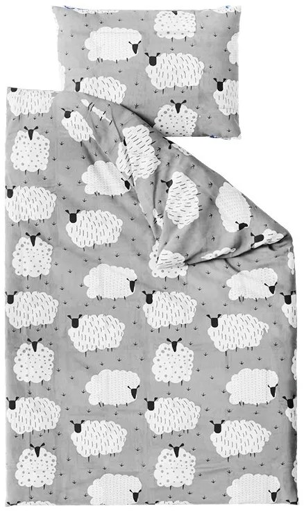 Krepp ágynemű WHITE SHEEPS szürke Ágyneműhuzat mérete: 70 x 90 cm | 140 x 200 cm