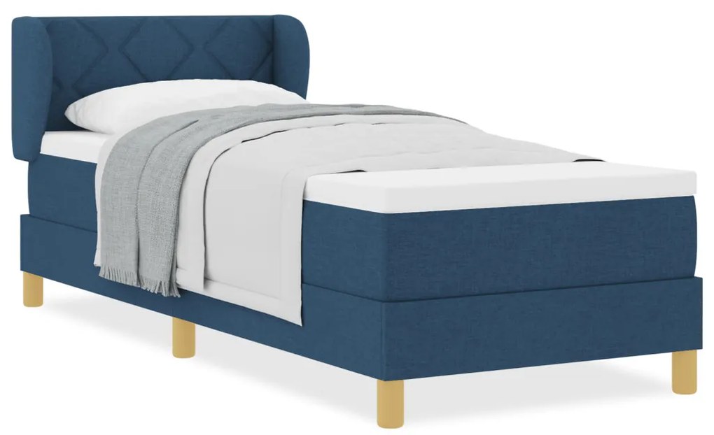 Boxspring Ágy Matraccal - Kék - 80x200 cm - Szövet