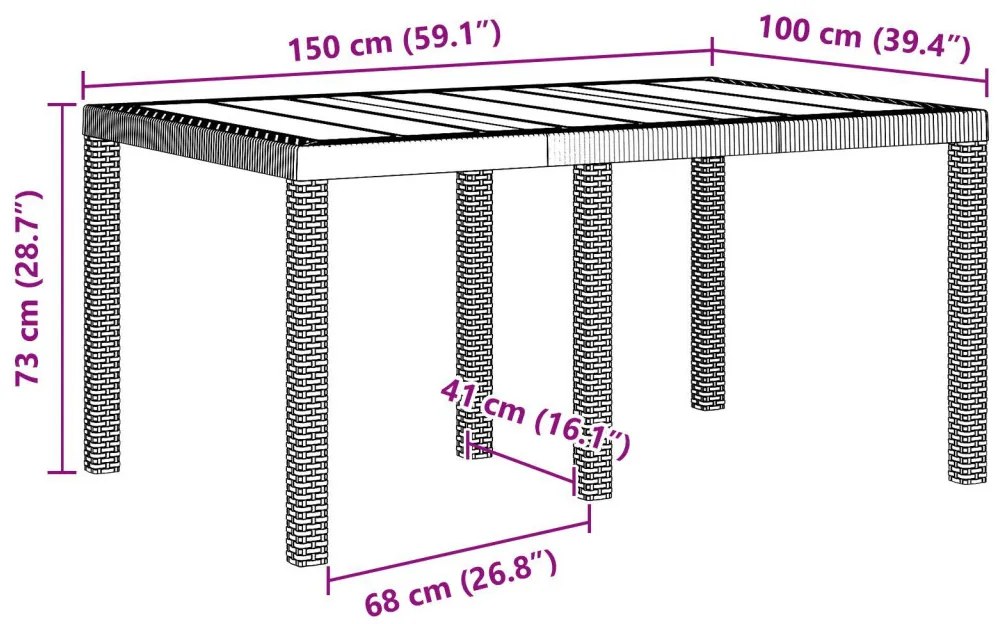 7 részes Kert Étkező Garnitúra Barna Poly Rattan
