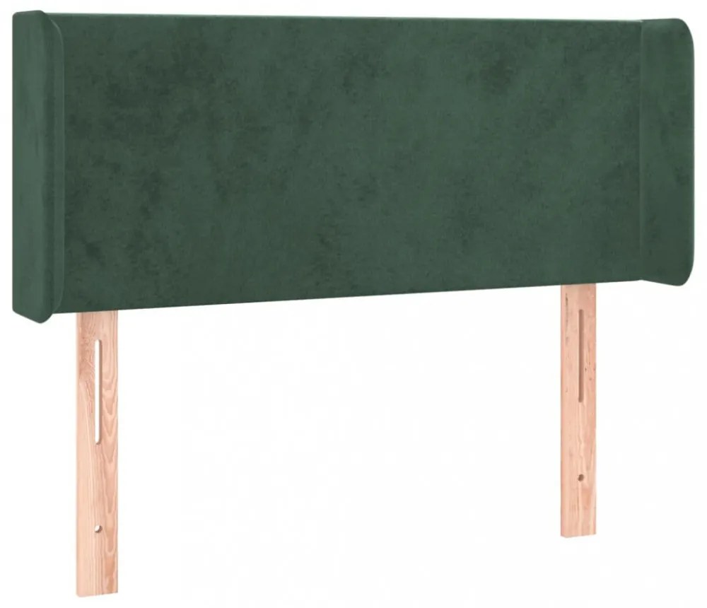 sötétzöld bársony fejtámla szárnyakkal 83x16x78/88 cm