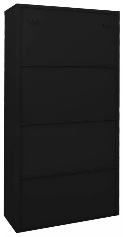 fekete acél tolóajtós irodai szekrény 90 x 40 x 180 cm