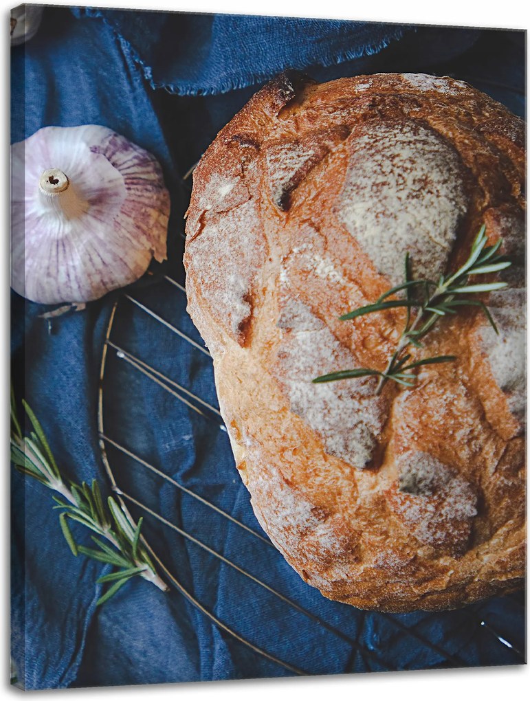 Vászonkép Kenyér Fokhagyma Reggeli Rozmaring Vintage 30x40