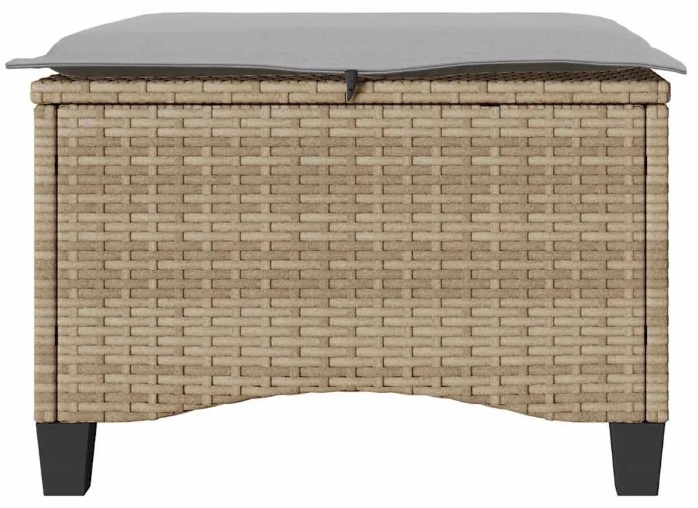 2 db bézs polirattan kerti székek párnákkal 55x55x36 cm