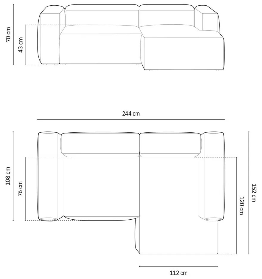 Bézs sarokkanapé (jobb oldali-heverő résszel) Bergamo – Cosmopolitan Design