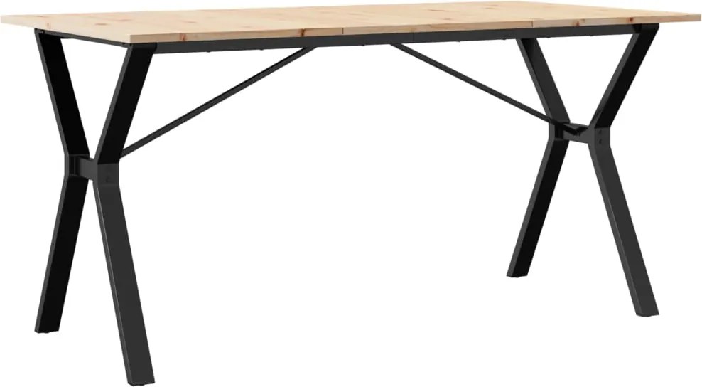 vidaXL tömör fenyőfa és acél étkezőasztal Y-vázzal 160x80x75 cm