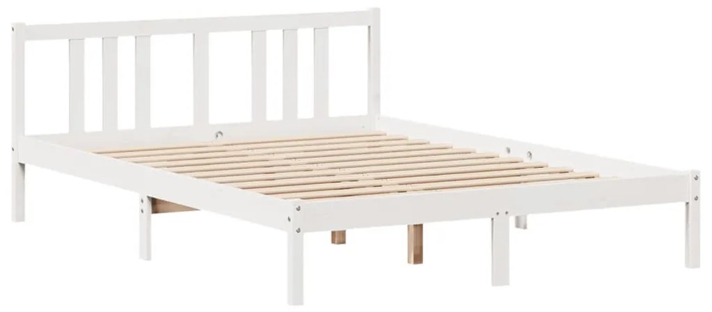 fehér tömör fenyőfa könyvespolcos ágy matrac nélkül 140x200 cm