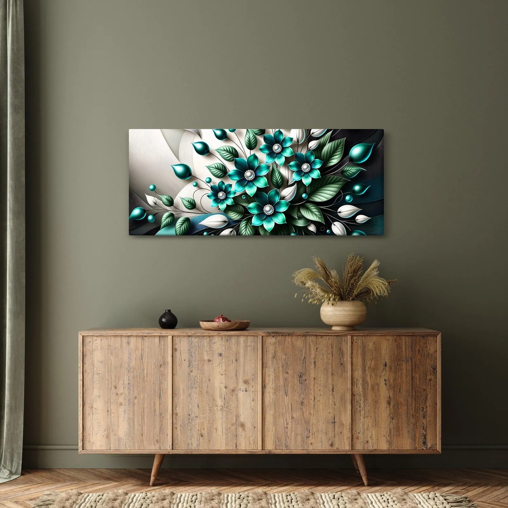 Kép - 3D türkiz virágok (120x50 cm)