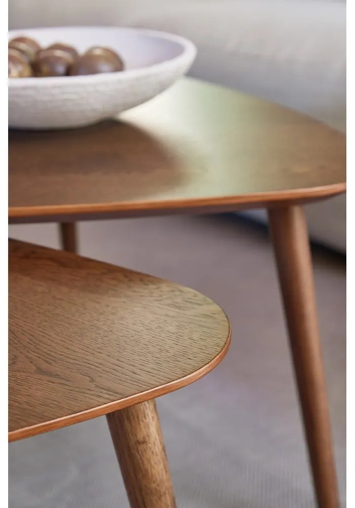 Barna dohányzóasztal szett tölgyfa dekorral 2 db-os 70x100 cm Adda – Unique Furniture