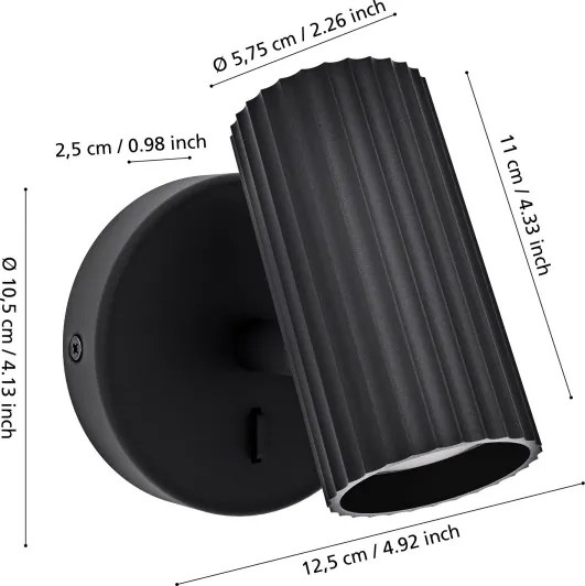 Eglo 902031 - PORTILLO fali spotlámpa 1xGU10/5W/230V fekete