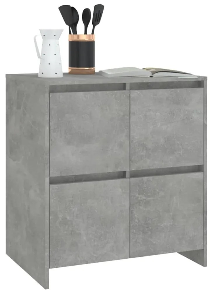 2 db betonszürke forgácslap tálalószekrény 70 x 41 x 75 cm