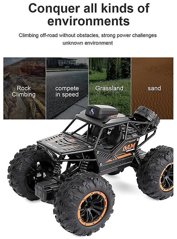 1:18 Távirányítós Sziklamászó Terepjáró HD Wifi Kamerával 4 WD hajtás 3.7V Akku Kamerás Autó