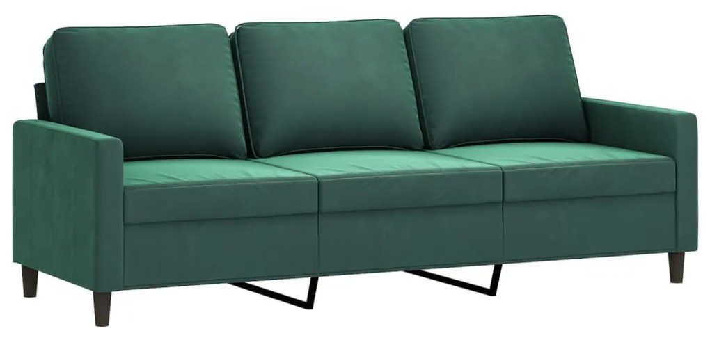 vidaXL 3 személyes sötétszöld bársony kanapé 180 cm