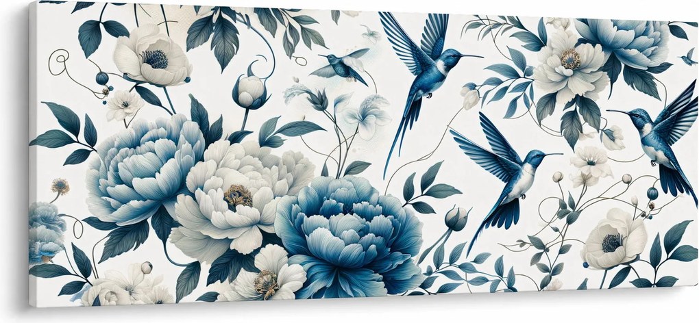 Kép - Kolibrikok virágokkal (120x50 cm)