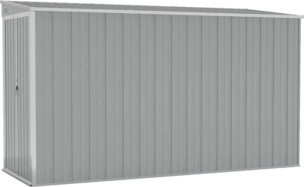 vidaXL szürke acél falhoz erősíthető kerti fészer 118 x 288 x 178 cm
