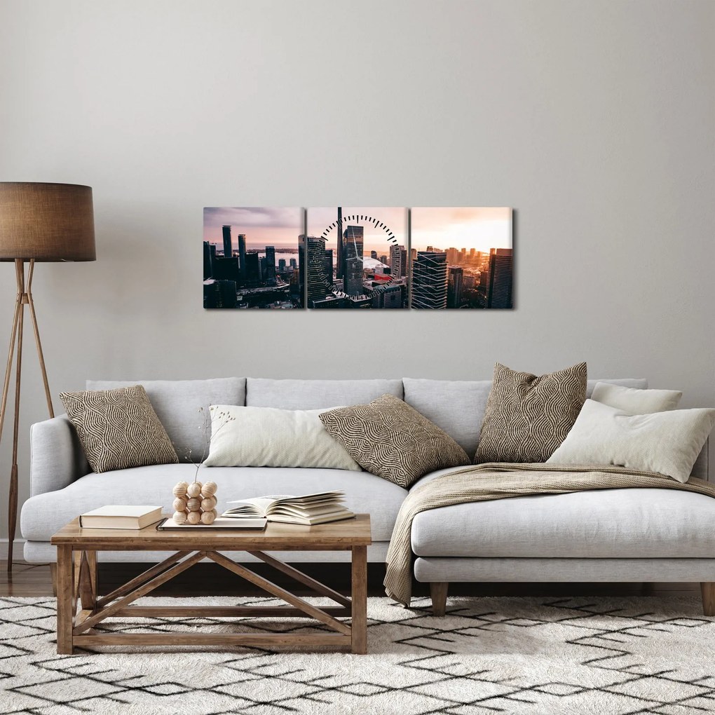 Kép - kilátás a városi központra (órával) (90x30 cm)