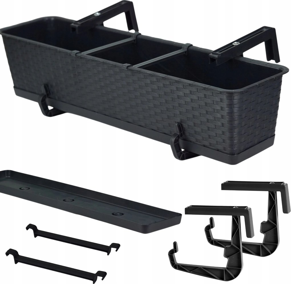 Ratolla erkélyláda állvánnyal Téglalap alakú virágtartó 69cm fogantyúk