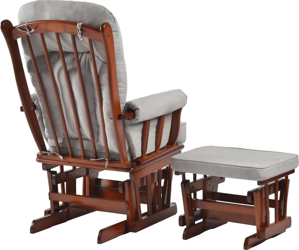 Hintaszék lábtartóval, dió/szürke, SAFORD