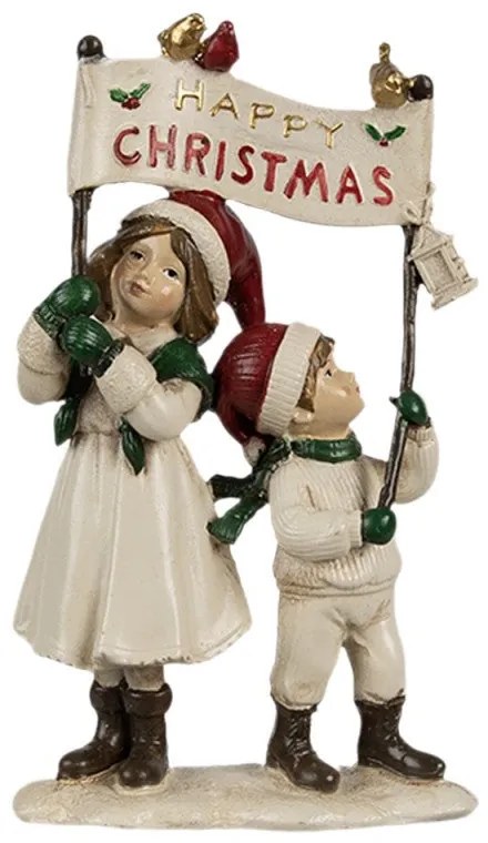 Happy Christmas táblát tartó gyerekek karácsonyi dekoráció