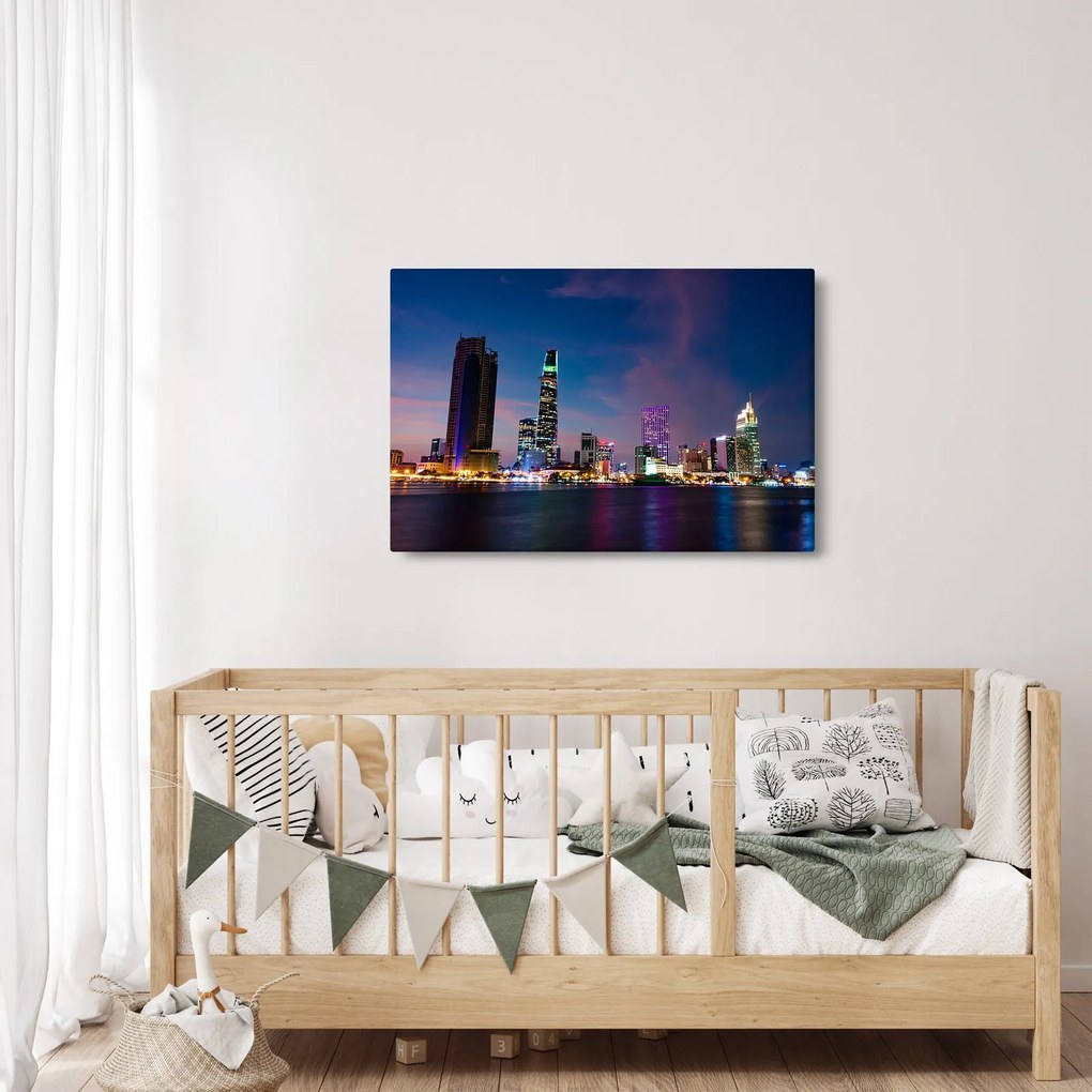 Éjszakai város képe (90x60 cm)