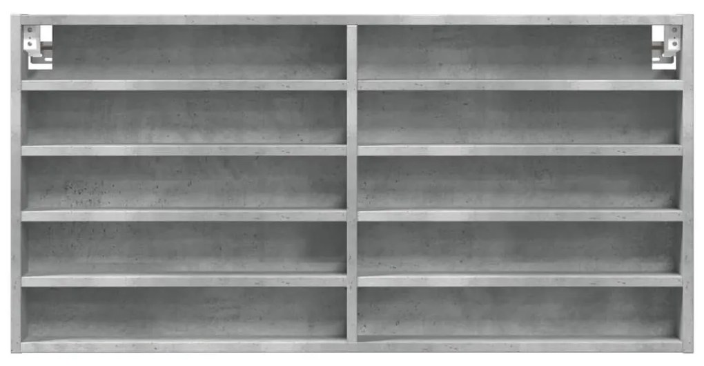 betonszürke szerelt fa vitrinszekrény 100 x 8,5 x 50 cm