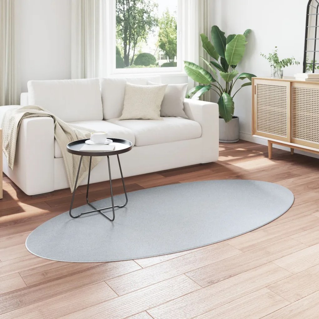 Szőnyegek Szürke Gyapjú 100 x 200 cm Területszőnyegek Ovális