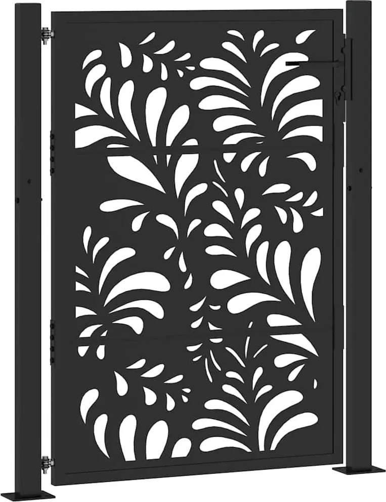 vidaXL fekete acél kerti kapu 100x125 cm hullámmintás acélból