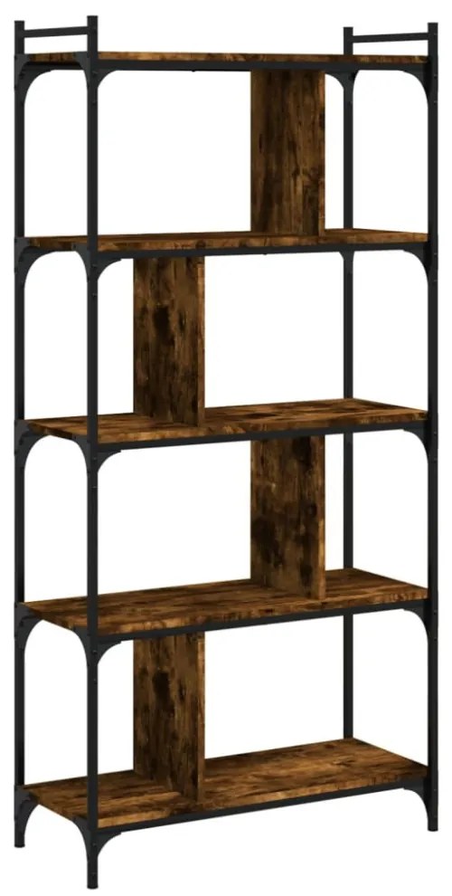 5 szintes füstös tölgy színű fa könyvespolc 76 x 32 x 158 cm