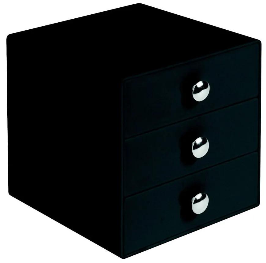 Drawer fekete rendszerező doboz, 3 fiókkal - InterDesign