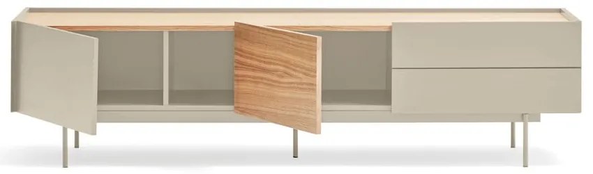 Bézs-natúr színű TV-állvány tölgyfa dekorral 180x45 cm Otto – Teulat