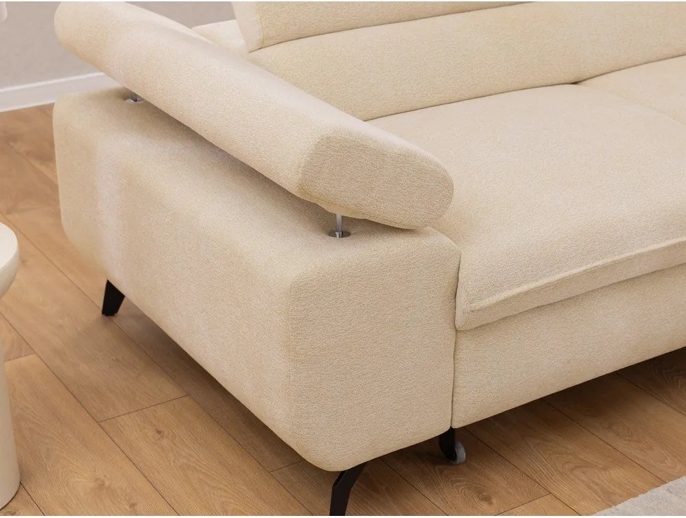 Krémszínű zsenília sarokkanapé (jobb oldali-L alakú) Marbeya – Ropez