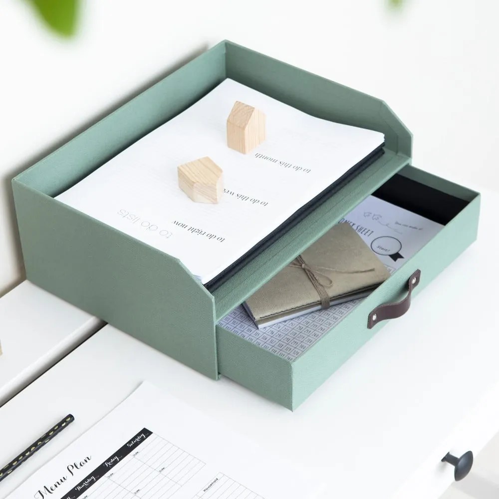 Zöld karton fiókos-dokumentumokhoz rendszerező Walter Canvas Paper Laminate – Bigso