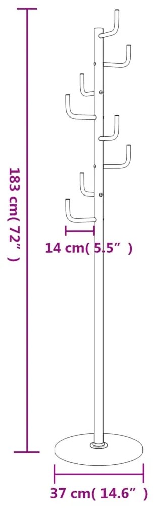 fekete porszórt vas ruhafogas 183 cm