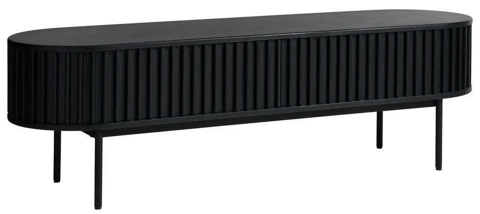Fekete TV-állvány tölgyfa dekorral 48x160 cm Siena – Unique Furniture