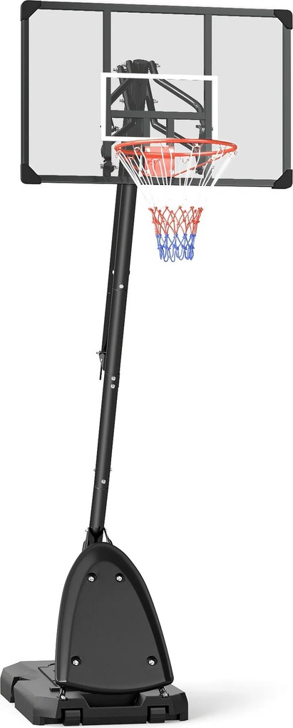 SPORTNOW Kültéri Kosárlabda Karika Kerekes Állvánnyal 107x70cm Háttámla, Mobil Kosárlabda Karika Állvánnyal, Állítható Magasságú Karika 236-293 cm, Ko