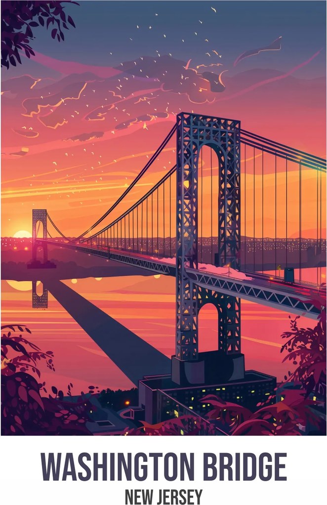 Poszter 67,5x100cm Washington híd, New Jersey