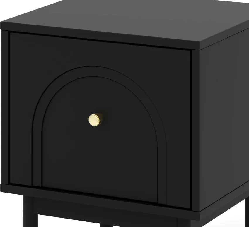 Éjjeliszekrény 1 ajtós fekete színben arany fogantyúval – MAZOMA