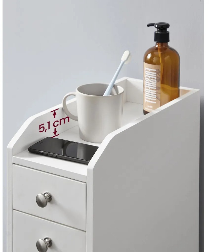 Keskeny fürdőszoba szekrény, fehér, 18x40x70cm