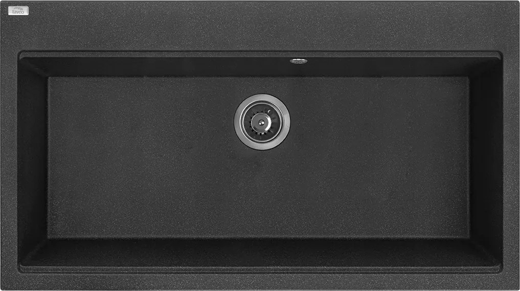 Tau konyhai mosogató, 1-medencés, fekete szifonnal, 90x50 cm