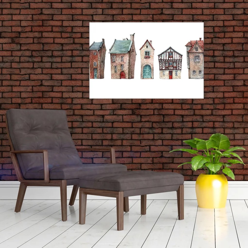 Kép - Akvarell házak (90x60 cm)
