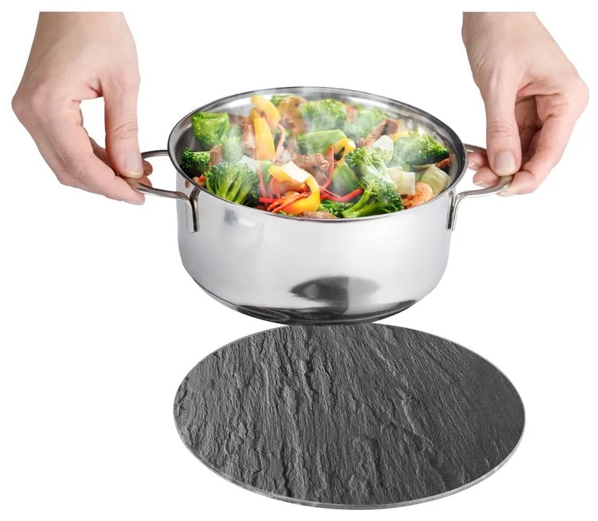 Trivet fekete üveg edényalátét, ø 20 cm - Wenko